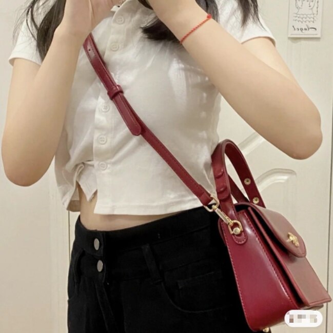 Antmvs Graduation Gift Vintage Pearl Chain Women Small Square Shoulder Bag Solid Color Female Messenger Bags Design PU Leather Ladies Handbags Tote