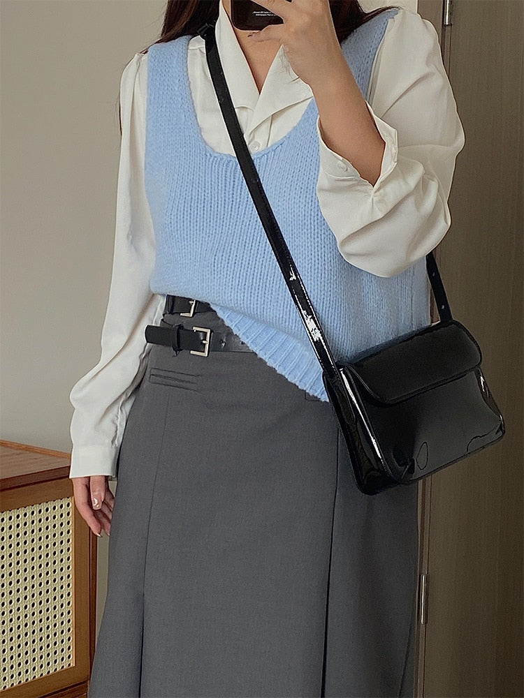 Antmvs Graduation Gift Retro Patent Leather Women's Underarm Bag Fashion Ladies Small Square Shoulder Messenger Bags Casual Female Purse Handbags