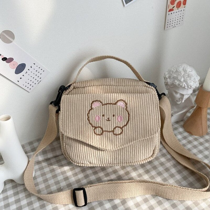 Antmvs Antmvs Hot Women Canvas Zipper Bag Preppy Style Student Tote Shoulder Messenger Bag Small Corduroy Bag Satchel Travel Purse Handbag