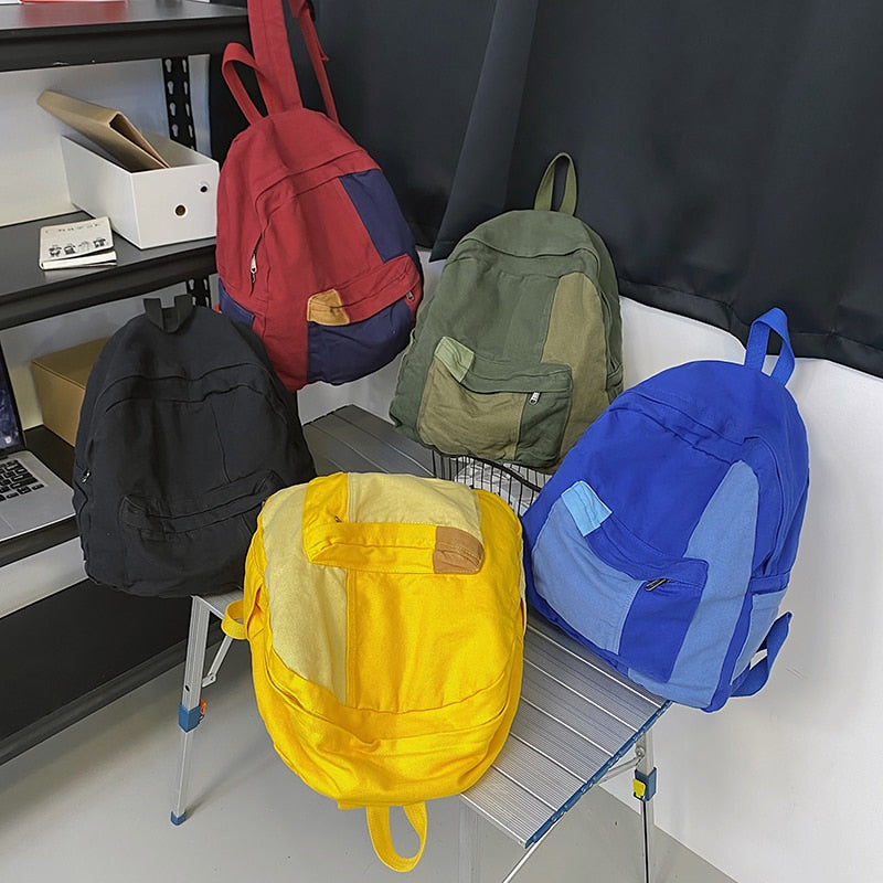 Antmvs Antmvs Fashion Panelled Women Backpack Canvas Kawaii Girl Travel Book Bags College Lady Laptop Backpacks Cute Travel Rucksack Schoolbag