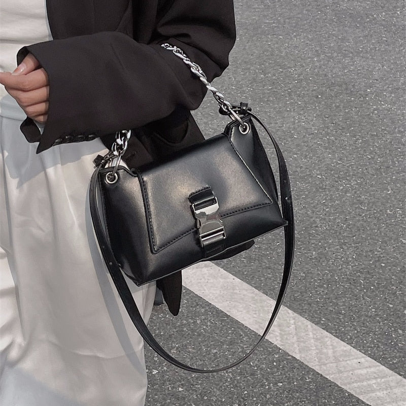 Antmvs Graduation Gift Vintage PU Leather Women Crossbody Bag Fashion Chain Ladies Shoulder Messenger Bags Solid Color Design Female Purse Handbags