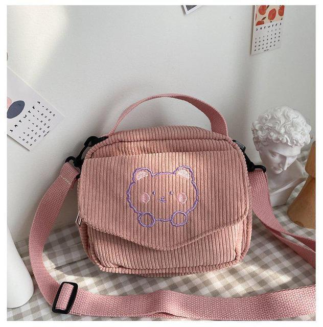 Antmvs Antmvs Hot Women Canvas Zipper Bag Preppy Style Student Tote Shoulder Messenger Bag Small Corduroy Bag Satchel Travel Purse Handbag