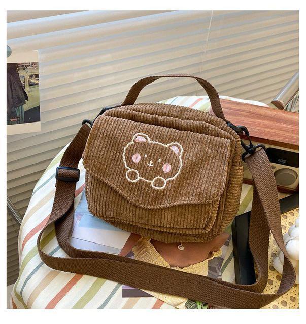 Antmvs Antmvs Hot Women Canvas Zipper Bag Preppy Style Student Tote Shoulder Messenger Bag Small Corduroy Bag Satchel Travel Purse Handbag