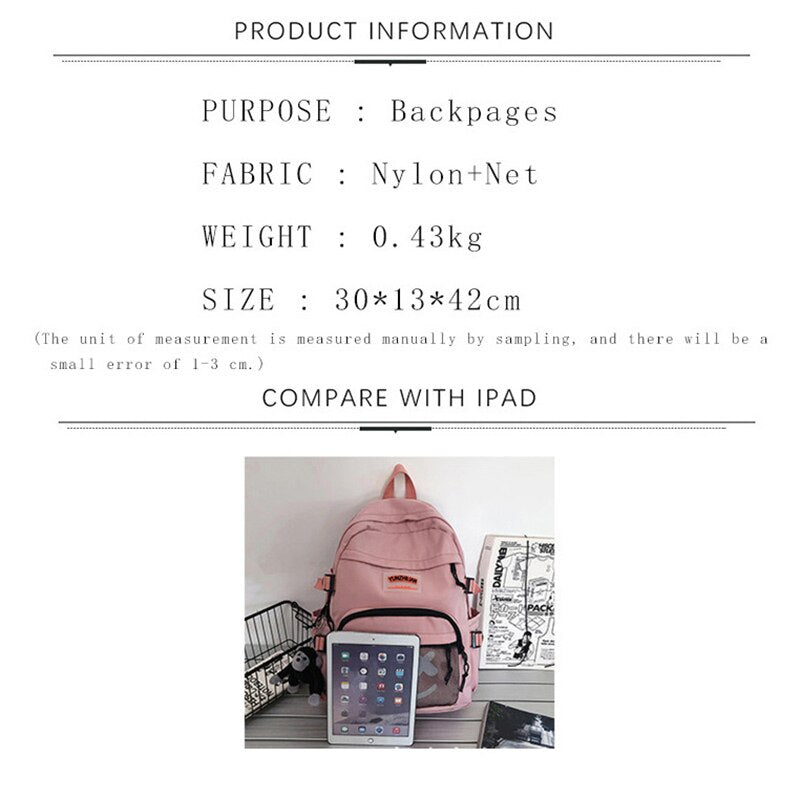 Antmvs Antmvs Preppy Style Fashion Women Backpacks Nylon Large Capacity Unisex Smiley Face Pattern School Bags for Girls