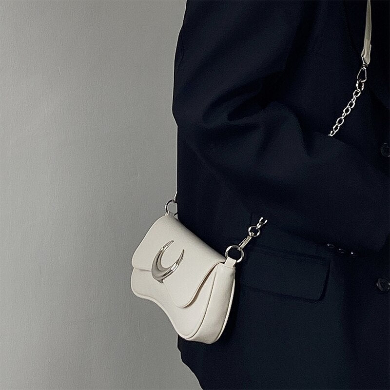 Antmvs Fashion Design Women's Underarm Bag Moon Locking Buckle Female Shoulder Bag PU Leather Ladies Crossbody Bags Purse Handbags