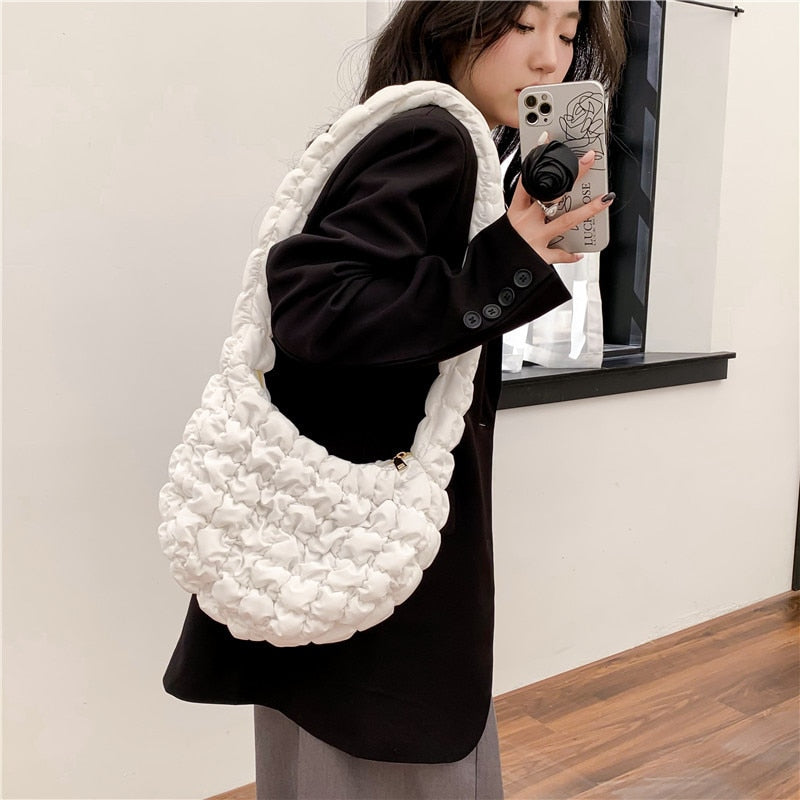 Antmvs Antmvs Quilted Padded Crossbody Bag for Women Pleated Bubbles Cloud Shoulder Bags Large Tote Bucket Designer Bag Ruched Handbags mini