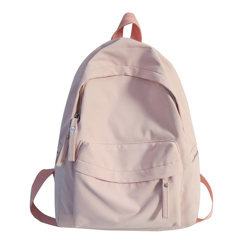 Antmvs Antmvs Simple Solid Color Backpack Women Waterproof Nylon School Bags For Teenager Girls Bookbag Lady Travel Backbag Shoulder Bag