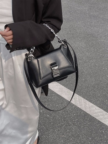 Antmvs Graduation Gift Vintage PU Leather Women Crossbody Bag Fashion Chain Ladies Shoulder Messenger Bags Solid Color Design Female Purse Handbags