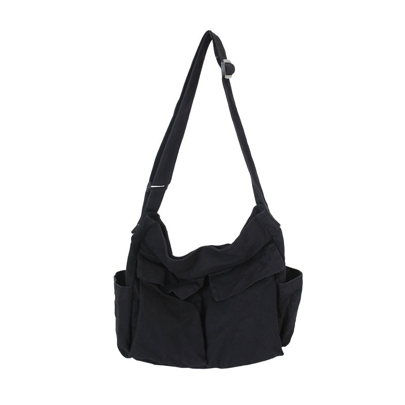 Antmvs Antmvs Women's Canvas Shoulder Bags Casual Shopping Bags Female Large Capacity Tote Ladies Solid Color Shoulder Crossbody Bag