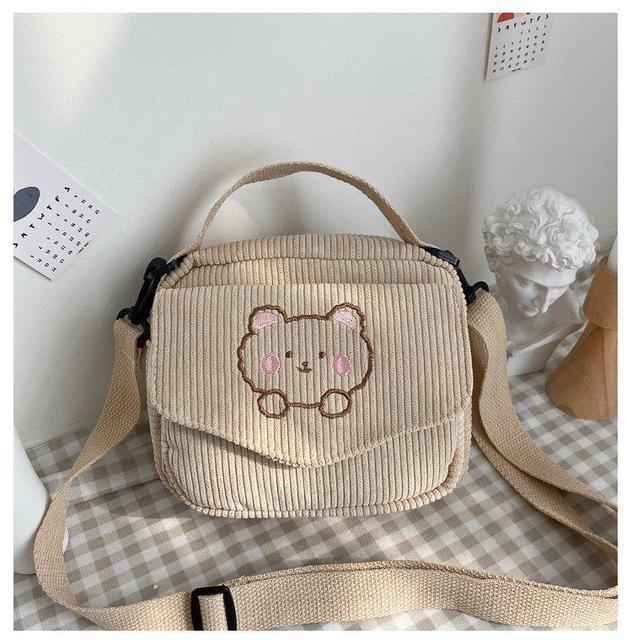 Antmvs Antmvs Hot Women Canvas Zipper Bag Preppy Style Student Tote Shoulder Messenger Bag Small Corduroy Bag Satchel Travel Purse Handbag