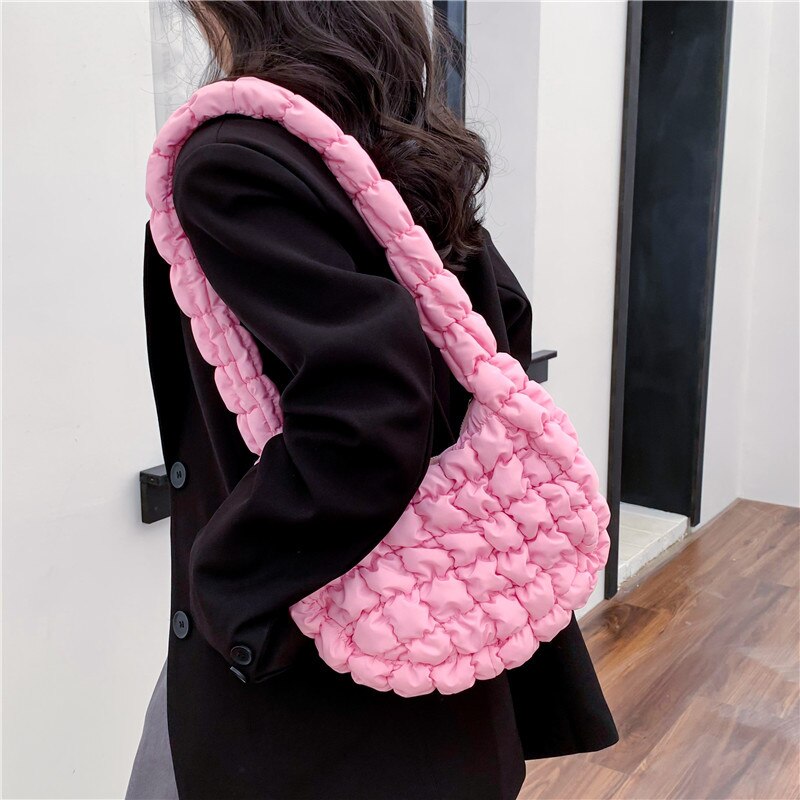 Antmvs Antmvs Quilted Padded Crossbody Bag for Women Pleated Bubbles Cloud Shoulder Bags Large Tote Bucket Designer Bag Ruched Handbags mini