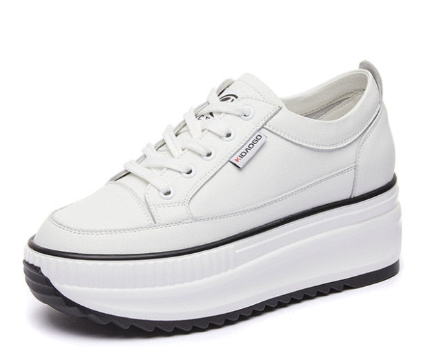 antmvs Genuine Leather 8Cm Dad Shoes Chunky Sneakers Platform Heel Wedge Women Winter Shoes Vulcanized Sneakers Tenis De Mujer
