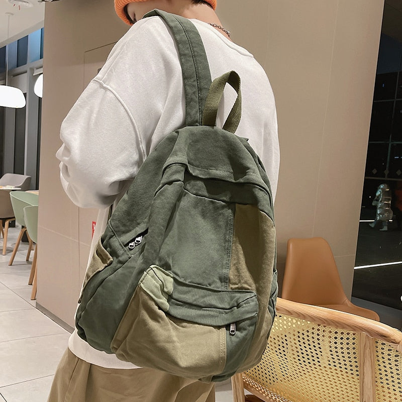 Antmvs Antmvs Fashion Panelled Women Backpack Canvas Kawaii Girl Travel Book Bags College Lady Laptop Backpacks Cute Travel Rucksack Schoolbag