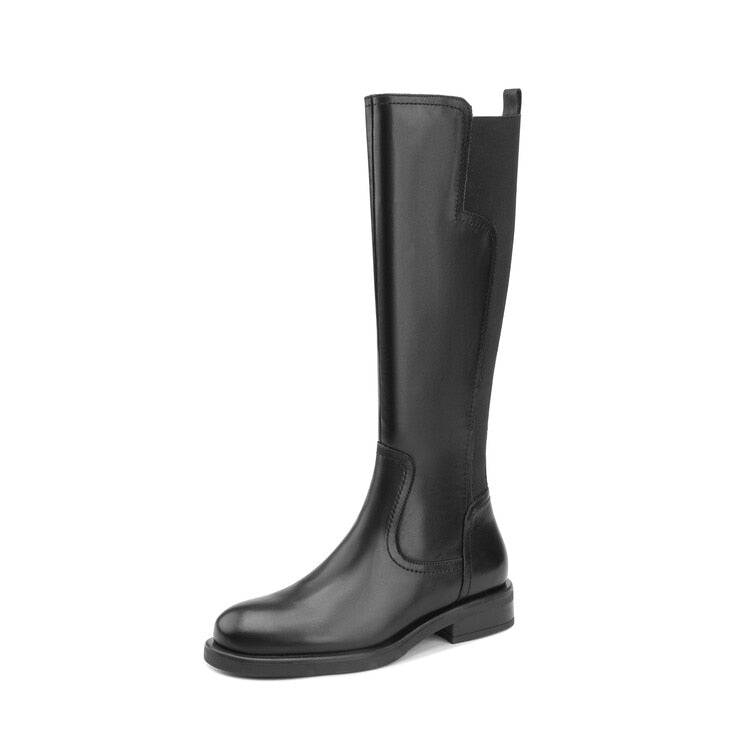 Antmvs New Autumn/Winter Women's Boots Round Toe Chunky Heel Knight Boots Shoe For Women Cow Leather Vintage Boots Knee-High Boots