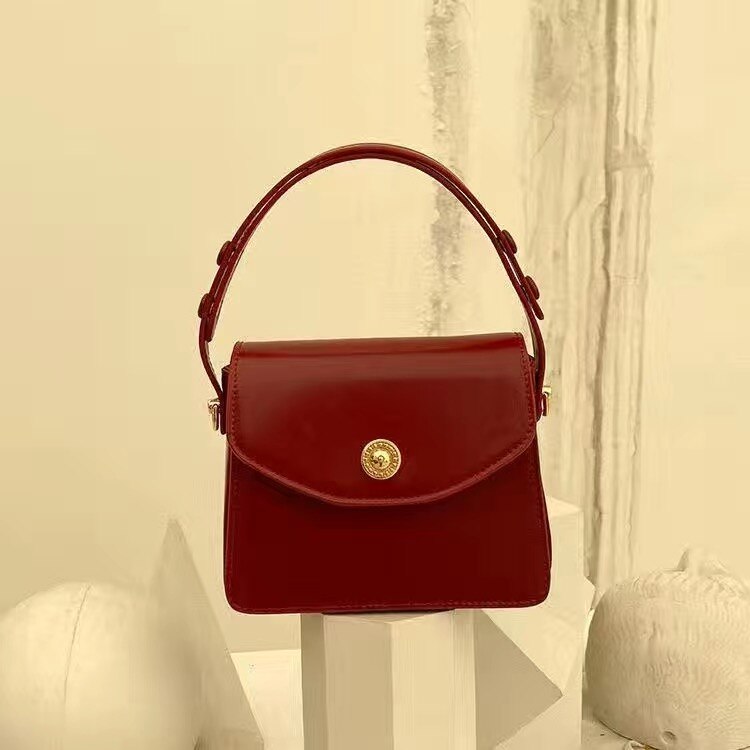 Antmvs Graduation Gift Vintage Pearl Chain Women Small Square Shoulder Bag Solid Color Female Messenger Bags Design PU Leather Ladies Handbags Tote