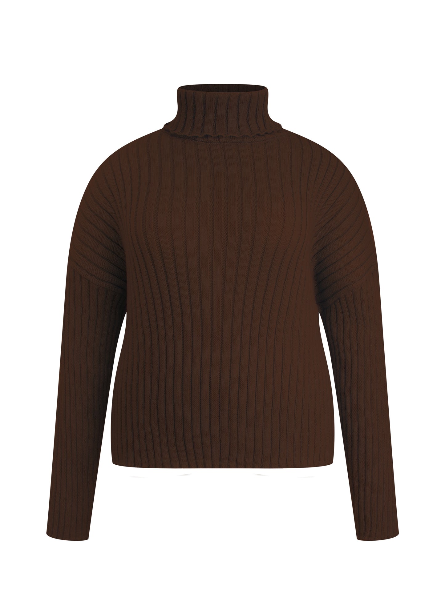 Antmvs Plus Size Casual Sweater, Women's Plus Plain Ribbed Long Sleeve Turtle Neck Sweater