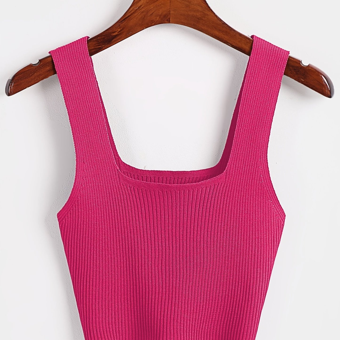 Antmvs Solid Cropped Rib Knitted Vest, Elegant Sleeveless Summer Stretchy Vest, Women's Clothing