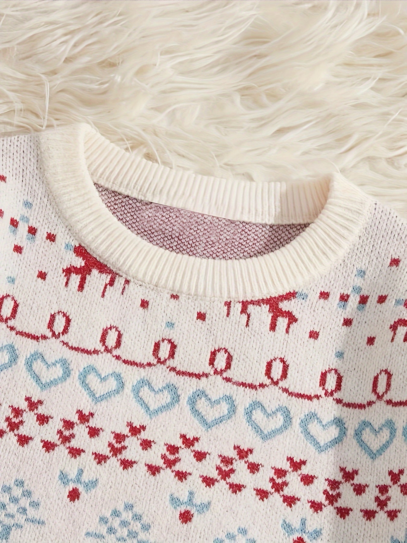 Antmvs Christmas Snowflake Pattern Knitted Pullover Sweater, Casual Long Sleeve Sweater For Fall & Winter, Women's Clothing