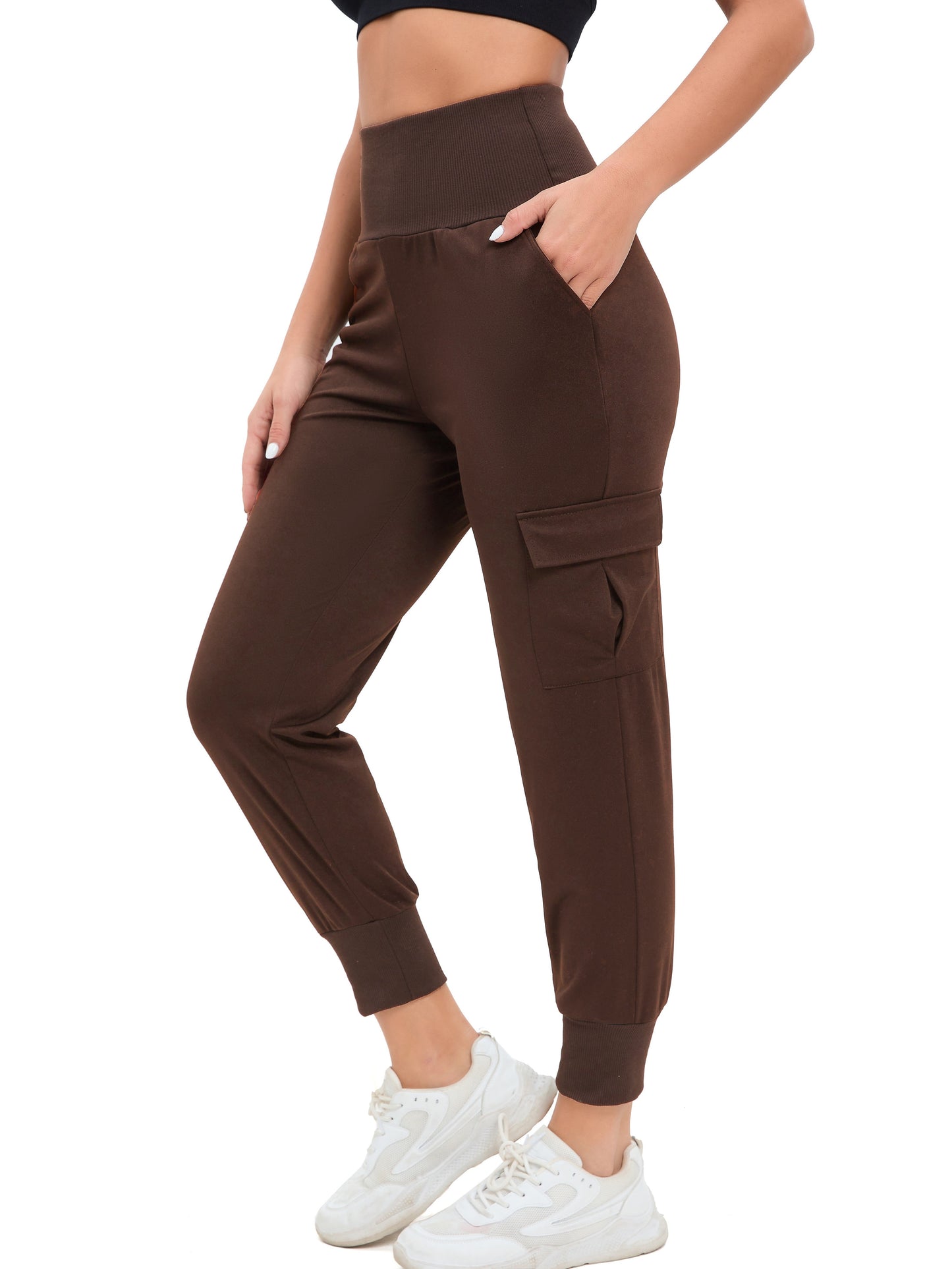 Antmvs Loose Slant Pocket Yoga Jogger Pants, Casual Sweatpants High Waist Quick Running Training Sports Athletic Sweatpants, Women's Athleisure