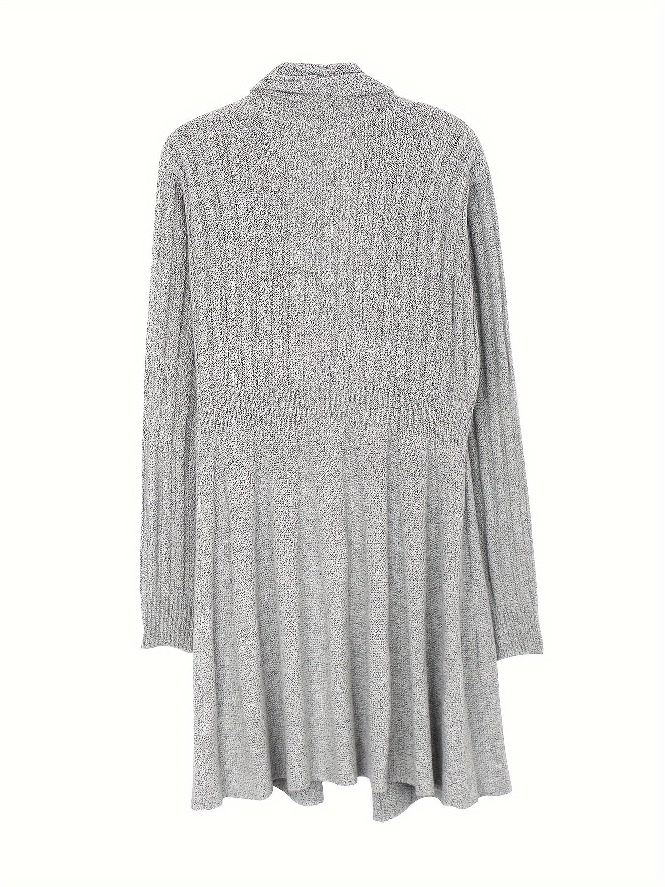 Antmvs Open Front Solid Flare Cardigan, Long Sleeve Cardigan For Fall & Winter, Women's Clothing