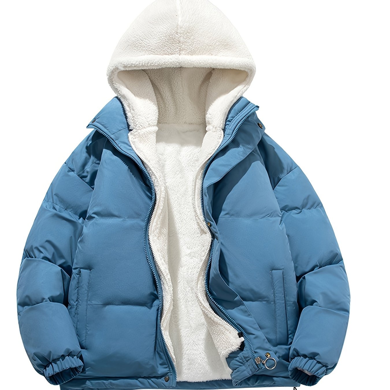 Antmvs Unisex Warm Fleece Hooded Winter Jacket, Casual Cotton Padded Coat For Men And Women Couples Fall Winter