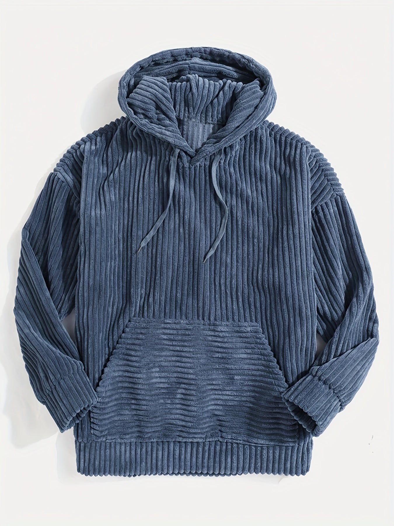 Antmvs Vintage Corduroy Hoodies For Men, Men's Casual Pullover Hooded Sweatshirt With Kangaroo Pocket Streetwear For Winter Fall, As Gifts
