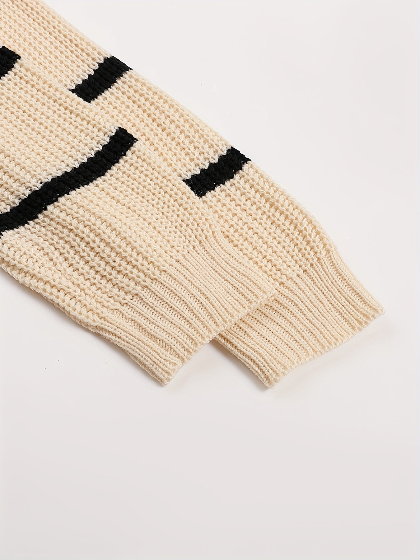 Antmvs Striped Open Front Drop Shoulder Knit Cardigan, Casual Long Sleeve Cardigan For Fall & Winter, Women's Clothing