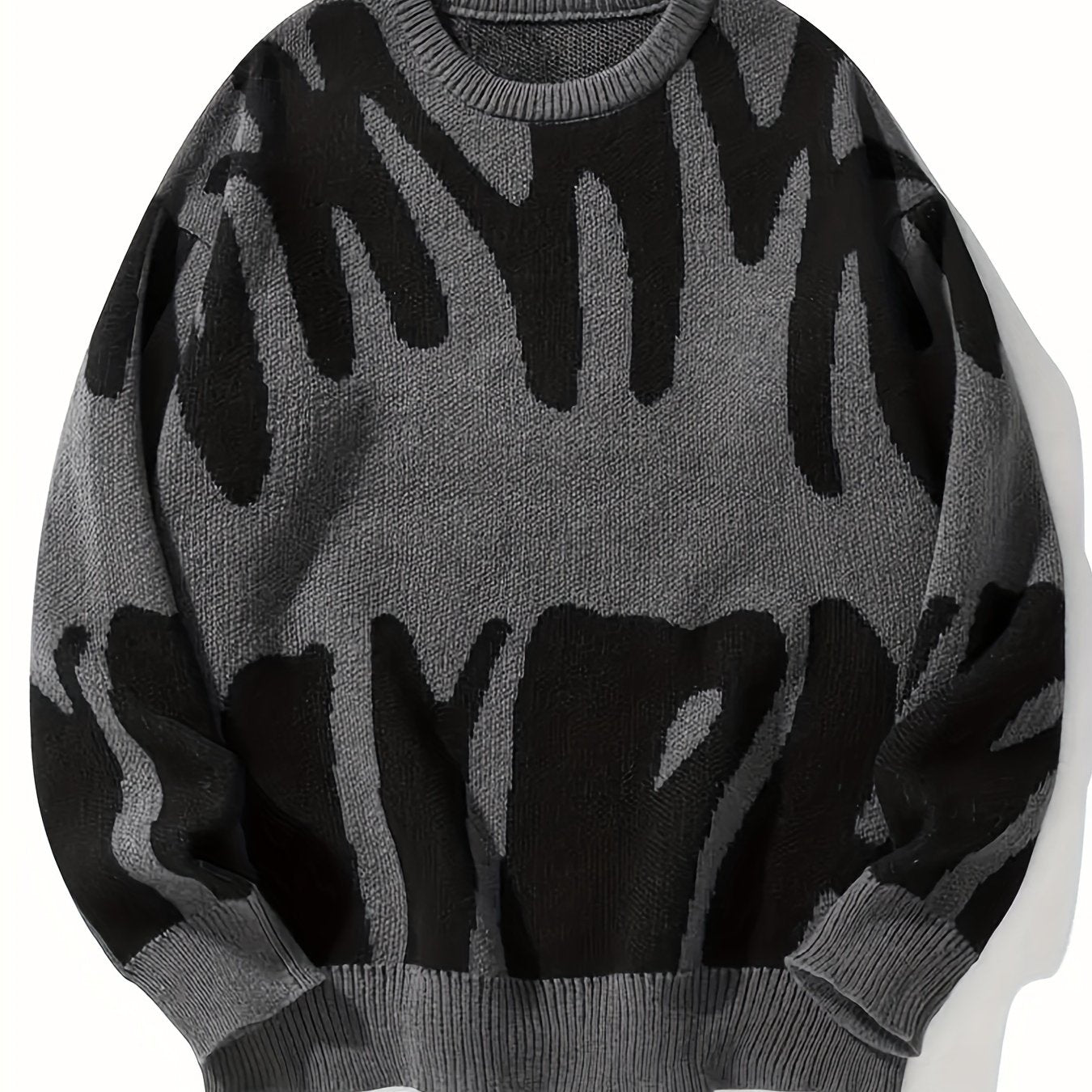 Antmvs Y2K Graphic Pattern Pullover Sweater, Crew Neck Long Sleeve Sweater, Women's Clothing