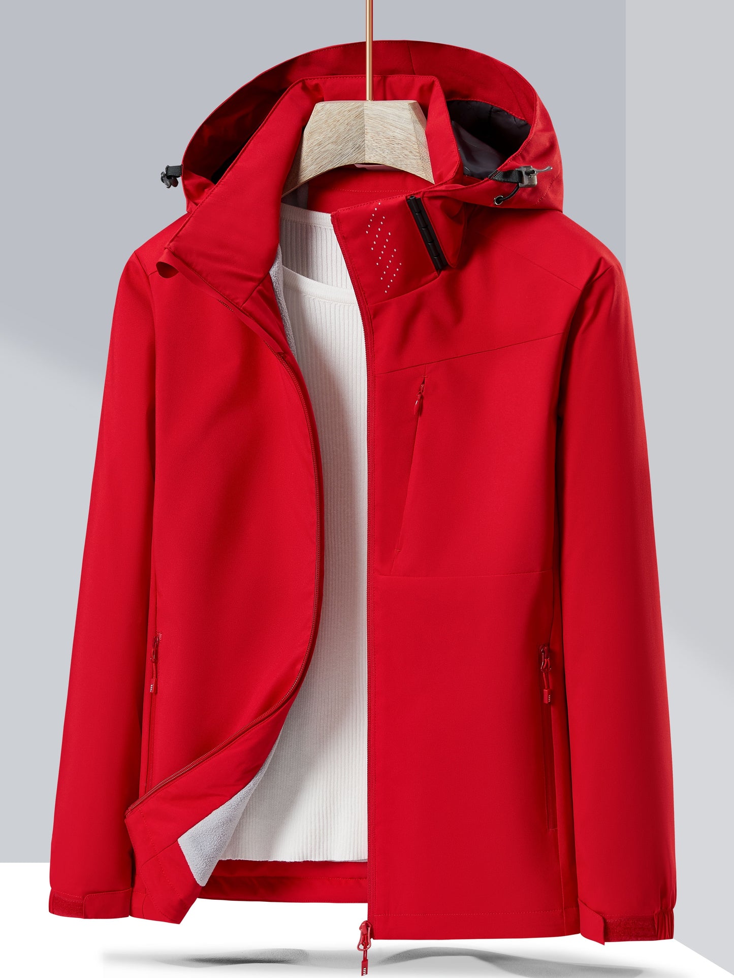 Antmvs Women's Waterproof Hooded Jacket With Polar Fleece Lining - Windproof And Warm Outerwear For Outdoor Activities