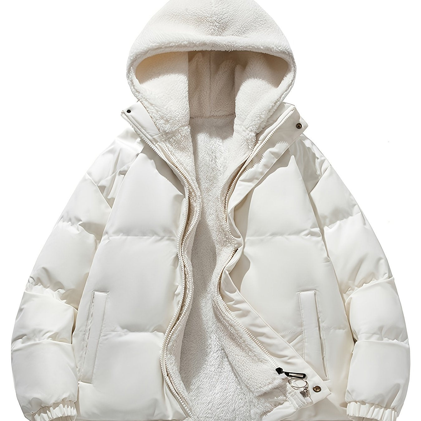 Antmvs Unisex Warm Fleece Hooded Winter Jacket, Casual Cotton Padded Coat For Men And Women Couples Fall Winter