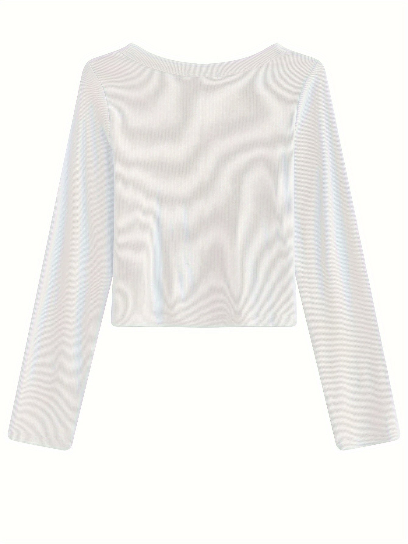 Antmvs Solid Crew Neck T-Shirt, Casual Long Sleeve Top For Spring & Fall, Women's Clothing