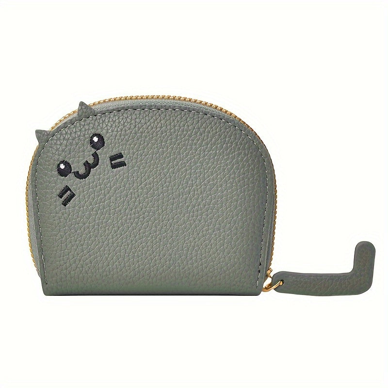 Cute Cartoon Cat Mini Coin Purse, Sweet Style Faux Leather Wallet With Multiple Card Slots(10.49cmx 8.99cm)