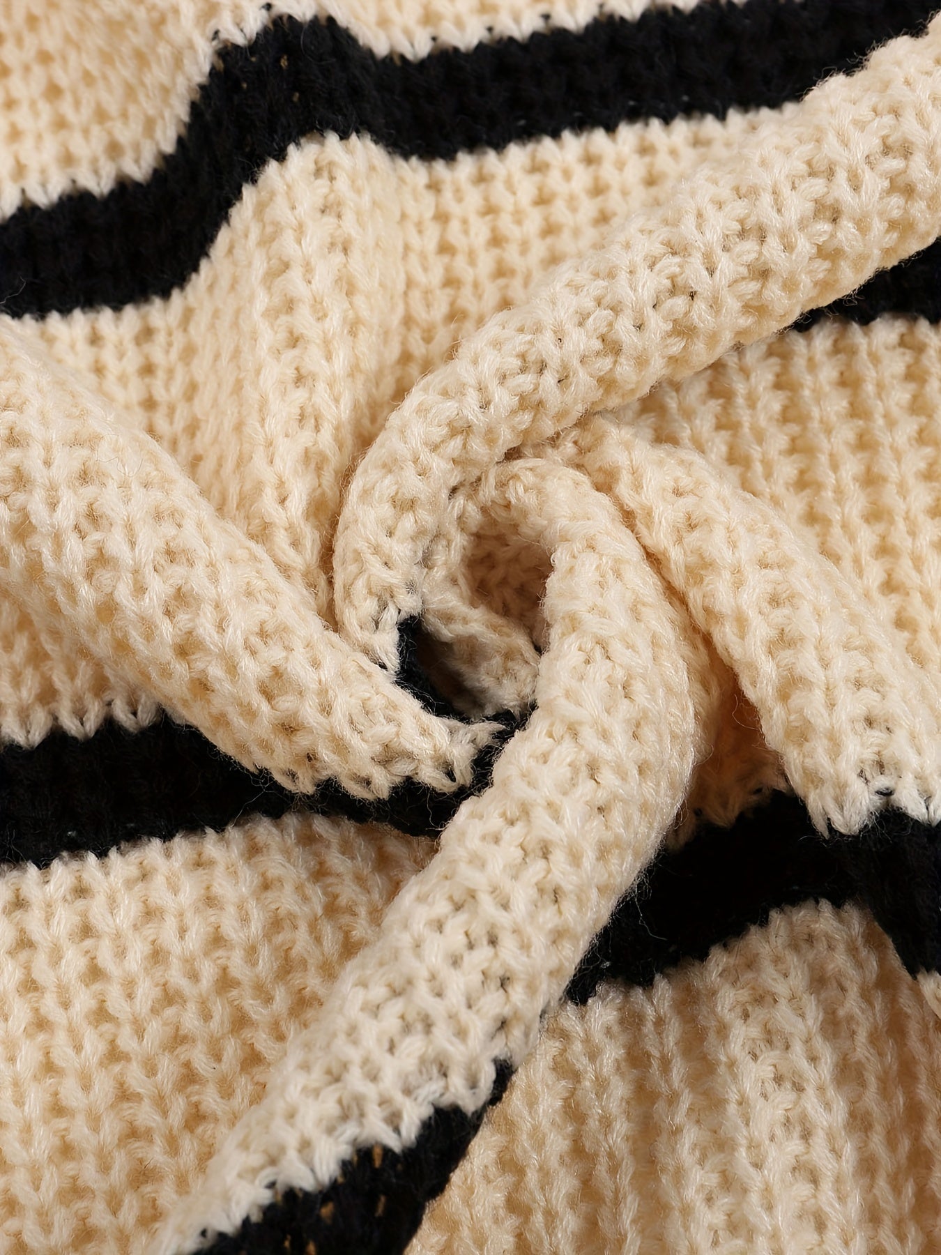 Antmvs Striped Open Front Drop Shoulder Knit Cardigan, Casual Long Sleeve Cardigan For Fall & Winter, Women's Clothing