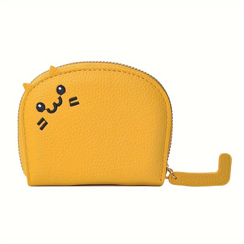 Cute Cartoon Cat Mini Coin Purse, Sweet Style Faux Leather Wallet With Multiple Card Slots(10.49cmx 8.99cm)