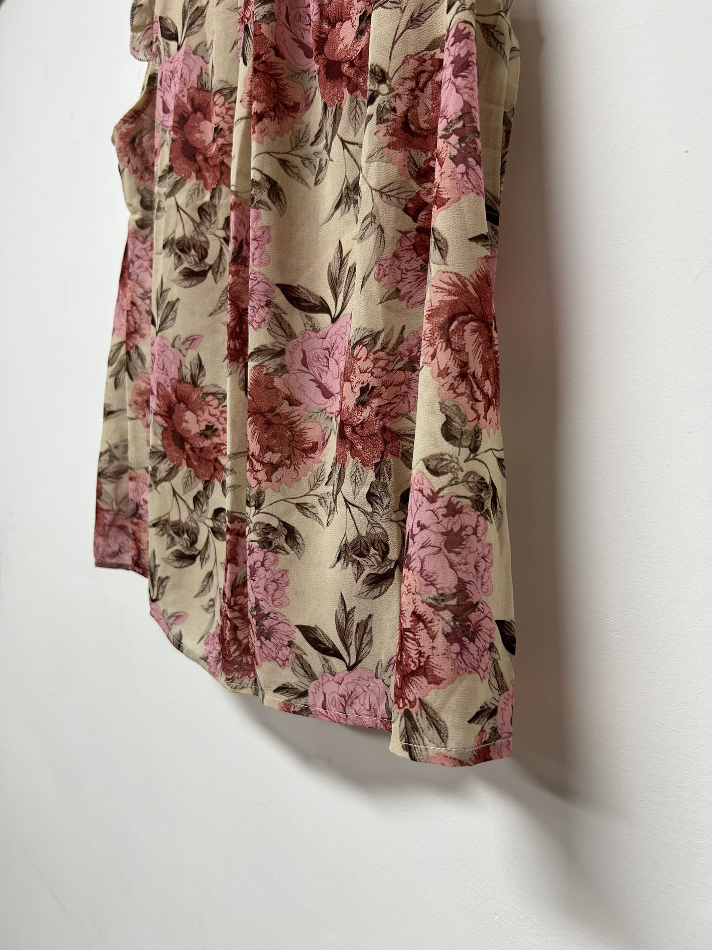 Antmvs Floral Print Ruffle Trim Blouse, Elegant Mock Neck Blouse For Spring & Summer, Women's Clothing