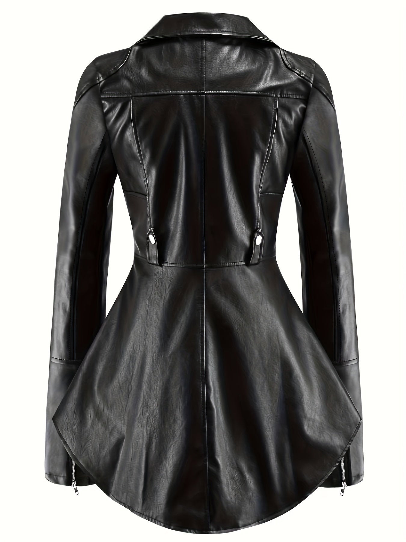 Antmvs Zip Up Lapel Neck Jacket, Streetwear Long Sleeve Jacket For Fall & Winter, Women's Clothing