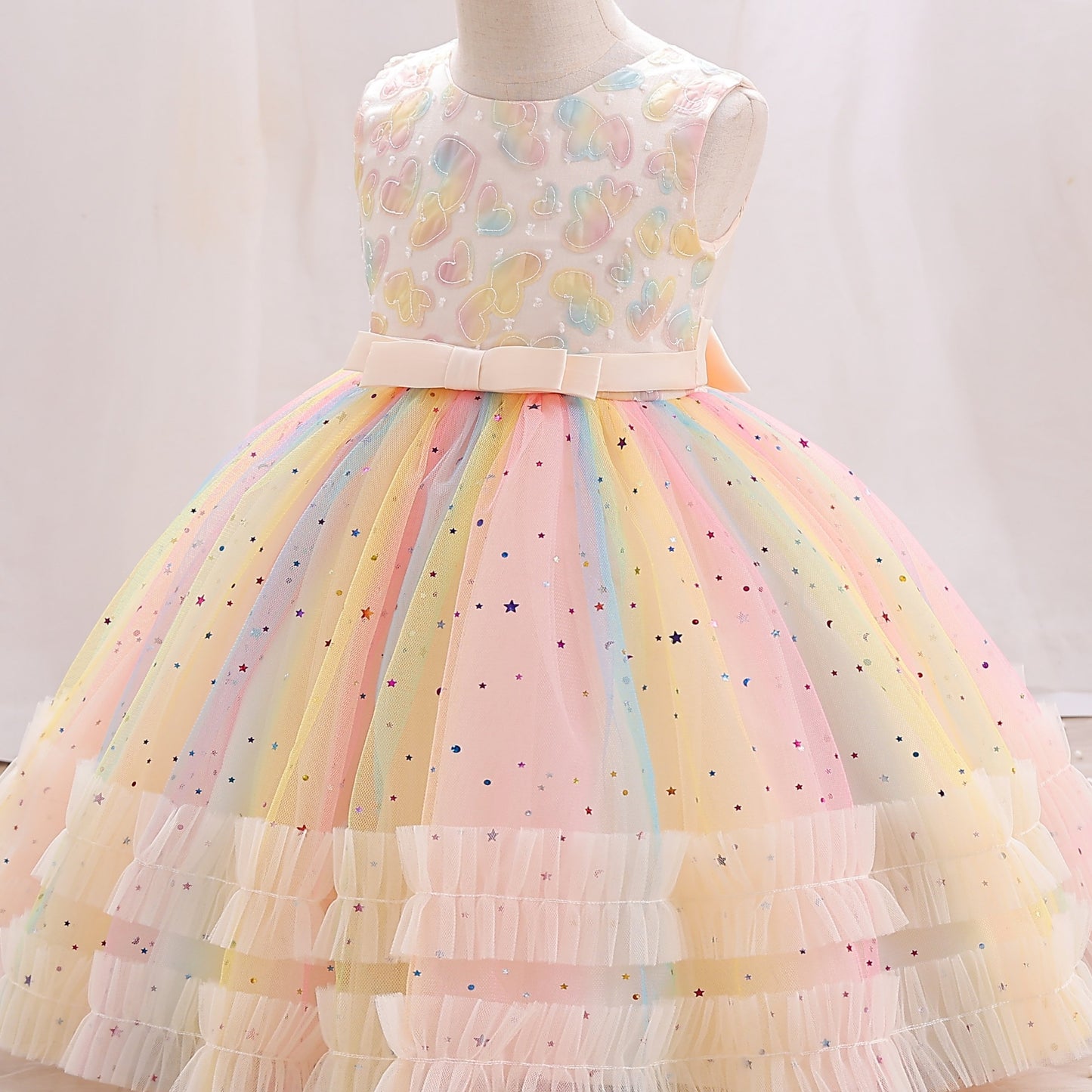 One-year-old Girls Dreamy Princess Gauze Dress - Elegant & Fluffy Formal Wear for Stylish Show-Stoppers - Perfect Birthday Party Outfit, Soft & Breathable