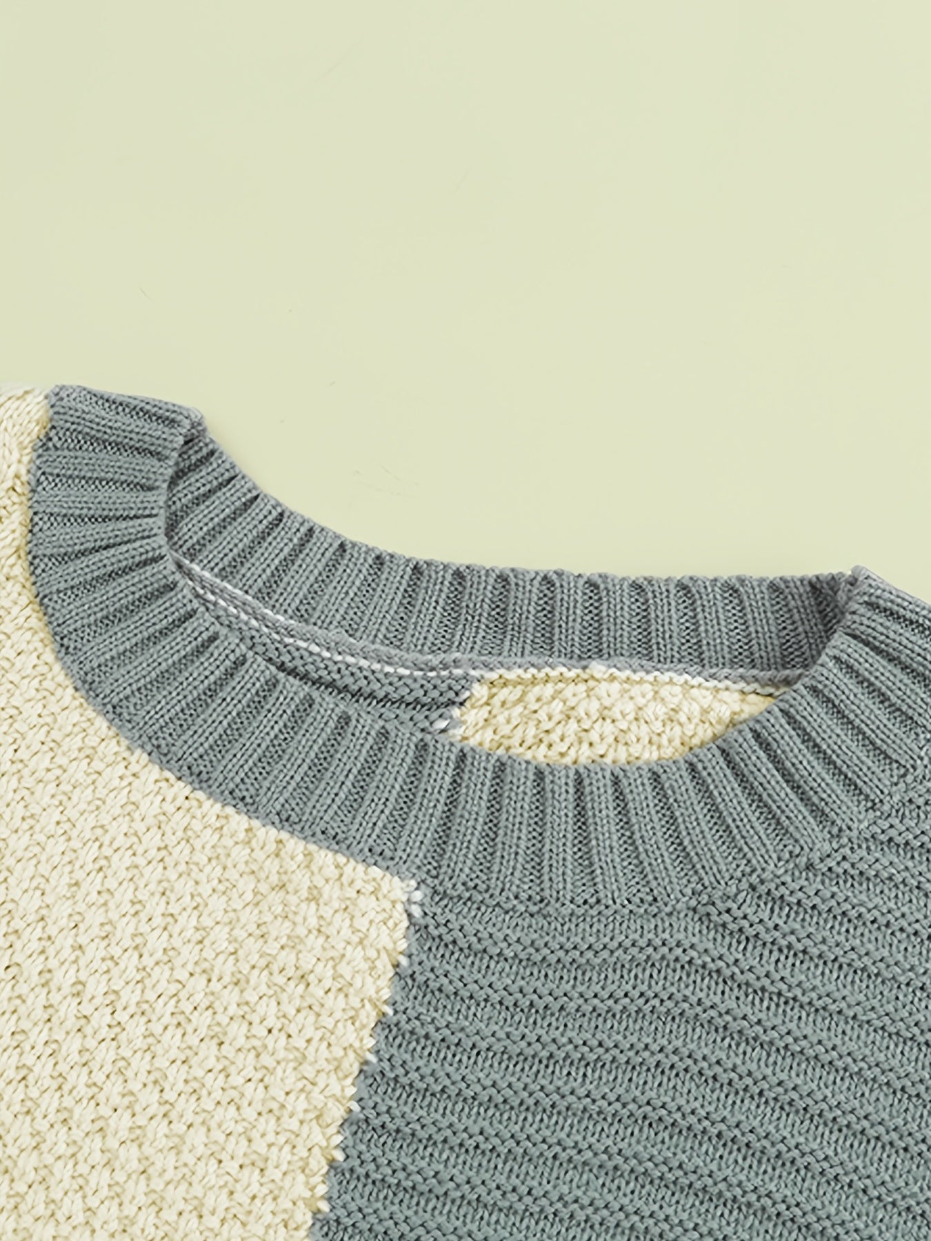 Antmvs Color Block Drop Shoulder Sweater, Loose Long Sleeve Knit Pullover, Women's Clothing