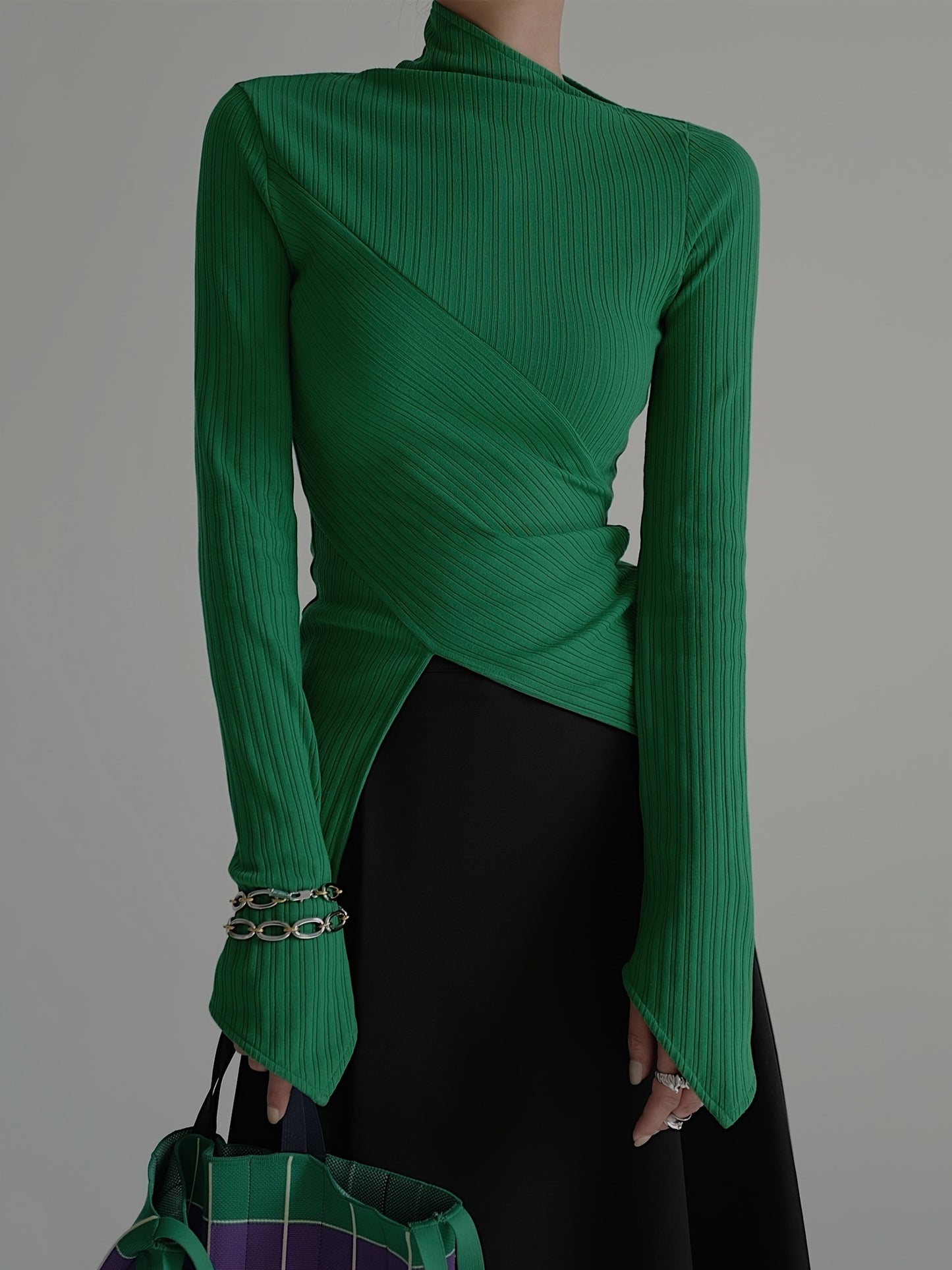 Antmvs Elegant Long Sleeve Basic T-Shirts, Solid Casual T-Shirts For Spring & Fall, Women's Clothing