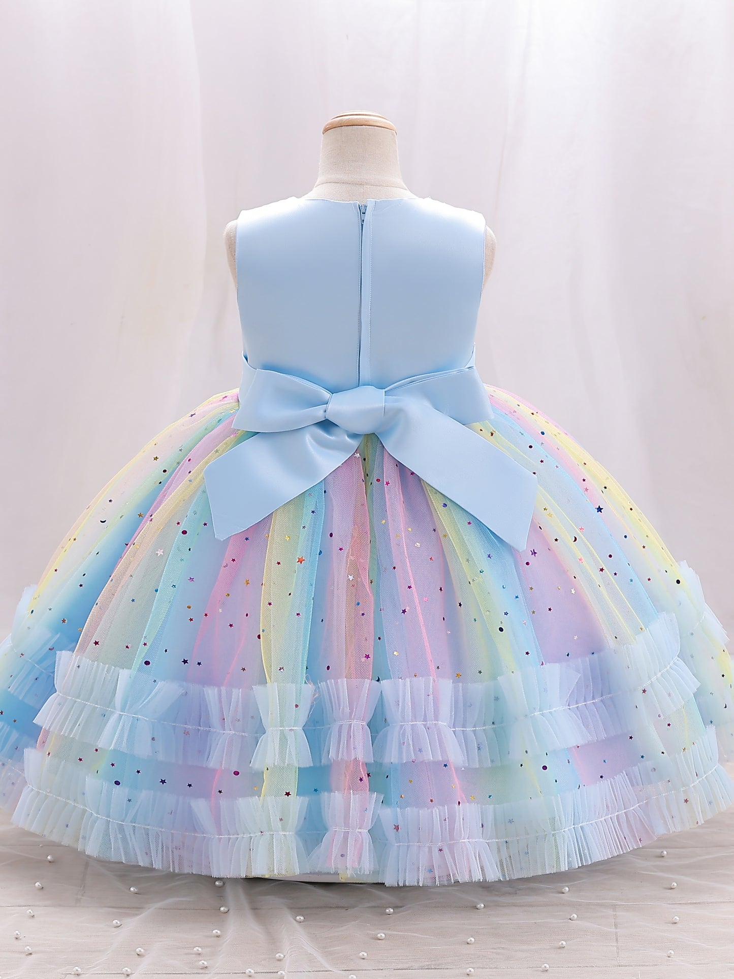 One-year-old Girls Dreamy Princess Gauze Dress - Elegant & Fluffy Formal Wear for Stylish Show-Stoppers - Perfect Birthday Party Outfit, Soft & Breathable