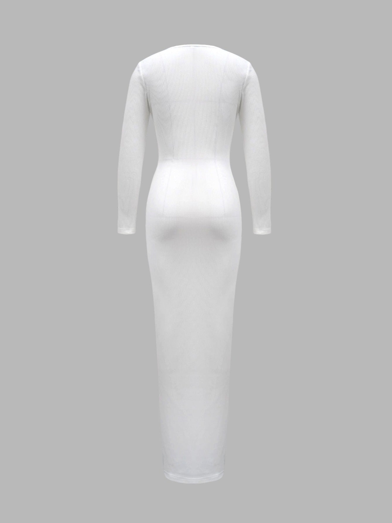 Antmvs Women's V Neck Ruched Sweater Dresses Puff Long Sleeve Sexy Side Slit Midi Knit Dress