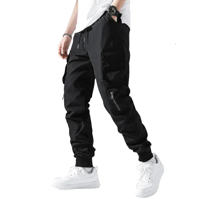 Men's Pants Men Zip Detail Flap Pocket Side Drawstring Waist Cargo Pants 230518
