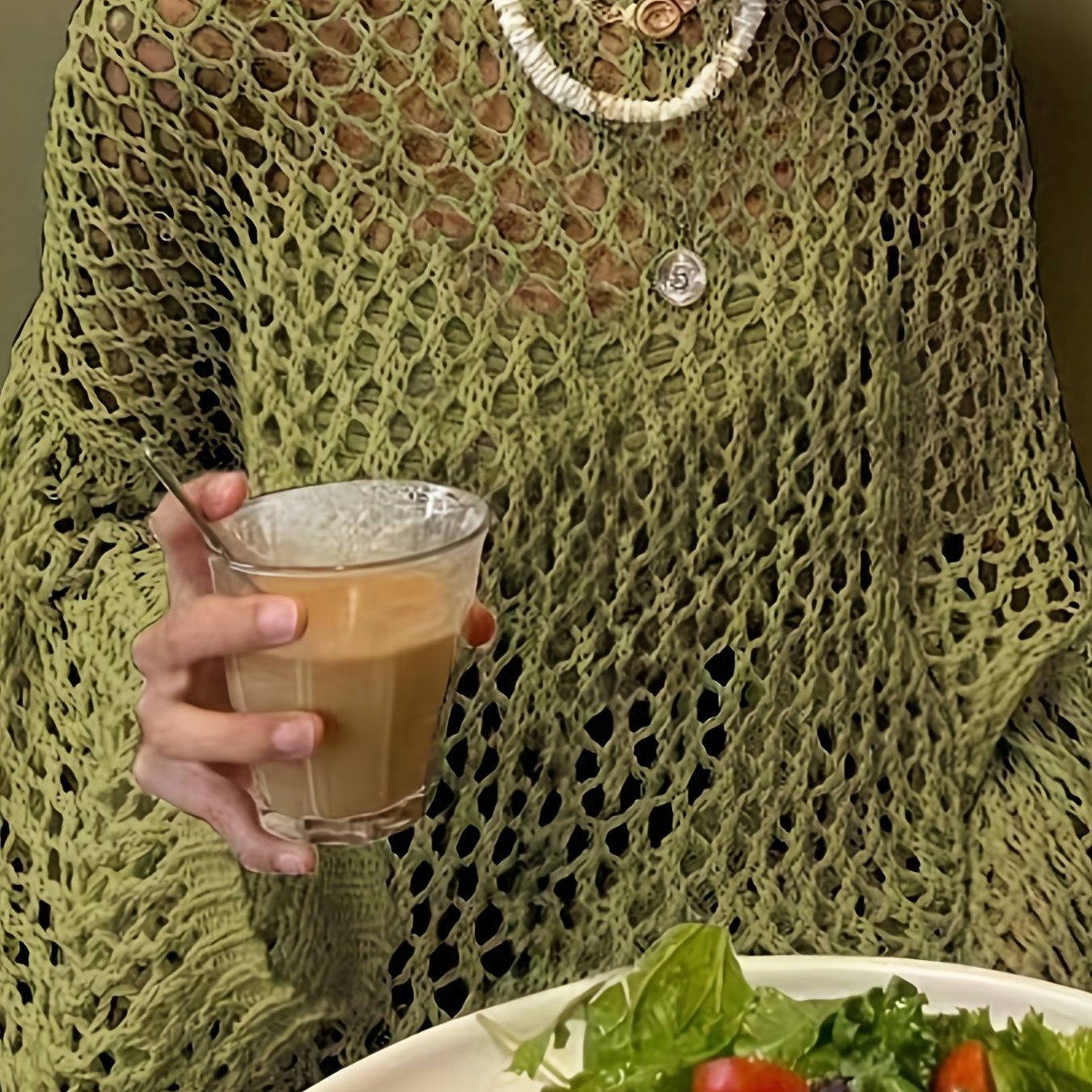 Antmvs Crochet Cover Up Knitted Top, Casual Long Sleeve Sweater For Spring & Summer, Women's Clothing