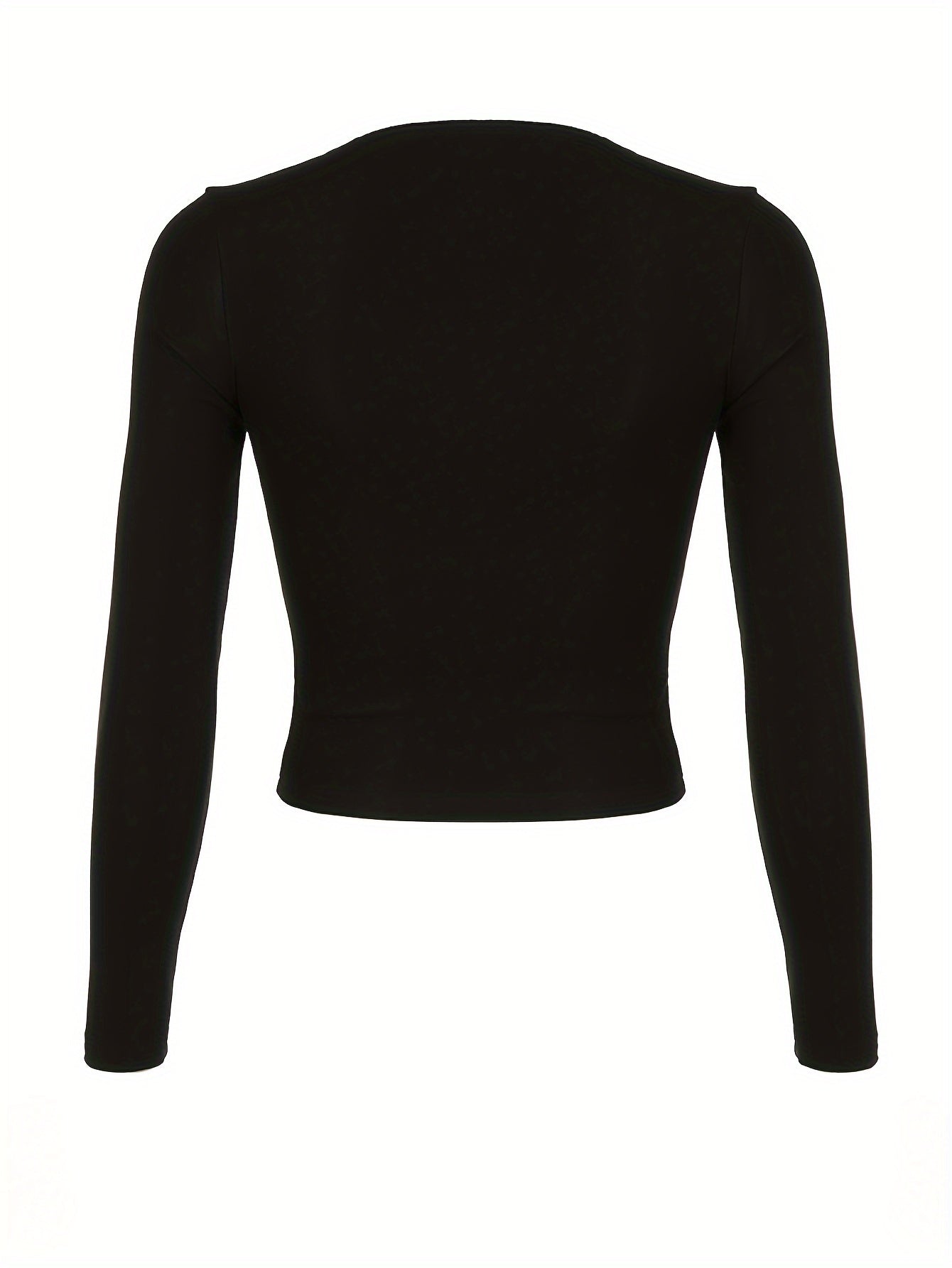 Antmvs Contrast Lace Square Neck T-Shirt, Y2K Long Sleeve Crop Top For Spring & Fall, Women's Clothing