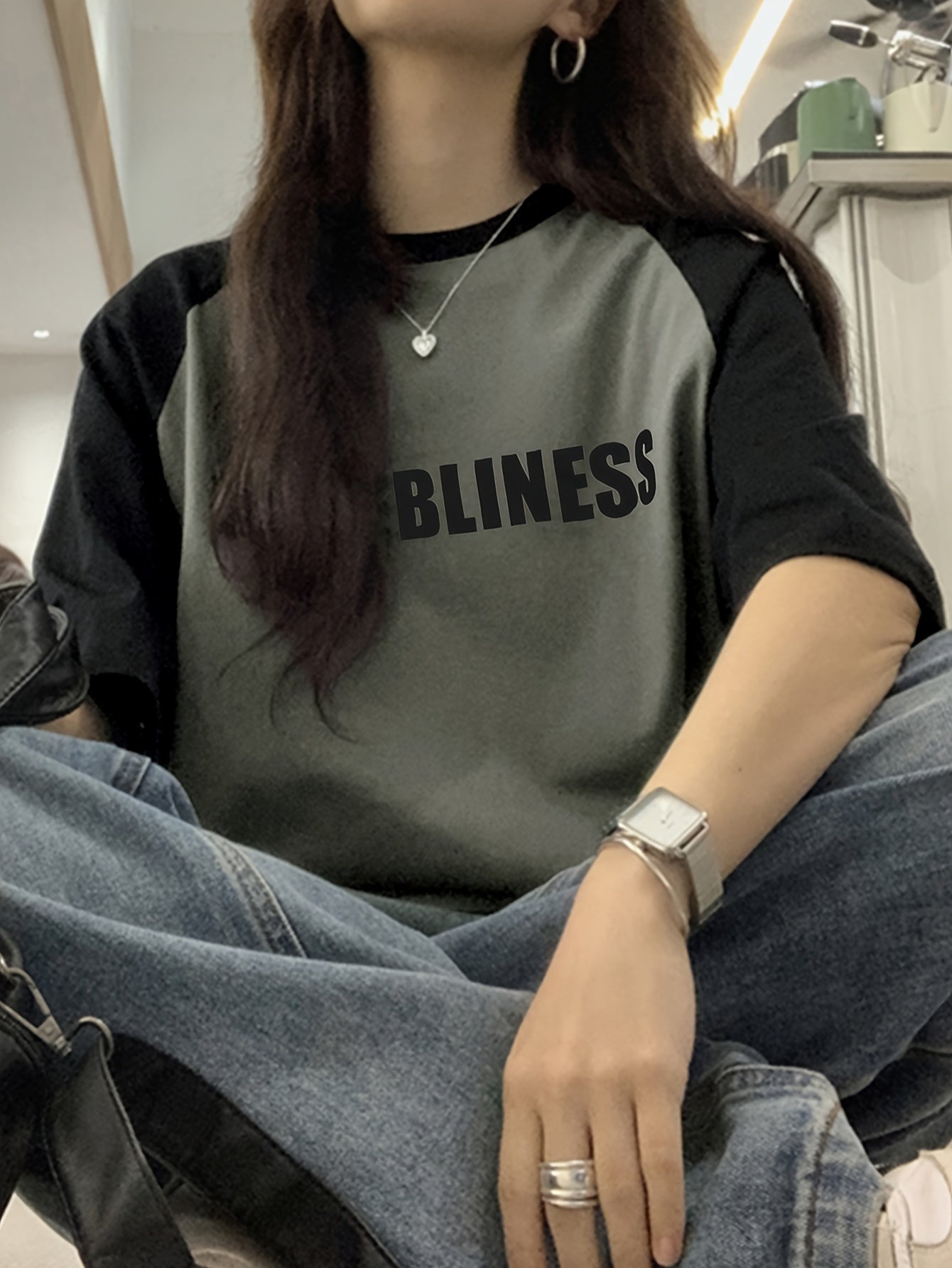 Antmvs Y2K Raglan Sleeve T-Shirt, Short Sleeve Casual Top For Fall & Spring, Women's Clothing