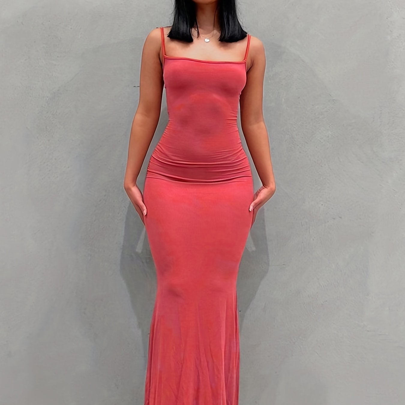 Antmvs Cami Bodycon Dresses ,Sexy Maxi Sleeveless Solid For Party Night, Women's Dresses