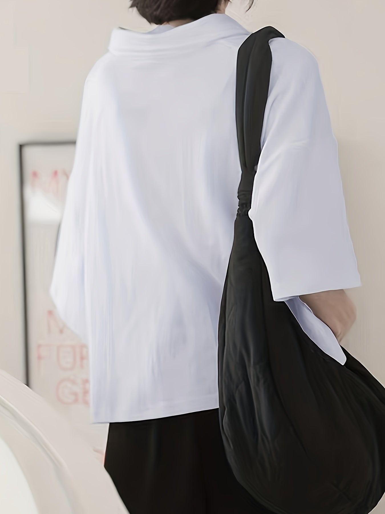 Antmvs Figure & Letter Print Button Front T-Shirt, Casual Short Sleeve Lapel T-Shirt For Spring & Summer, Women's Clothing
