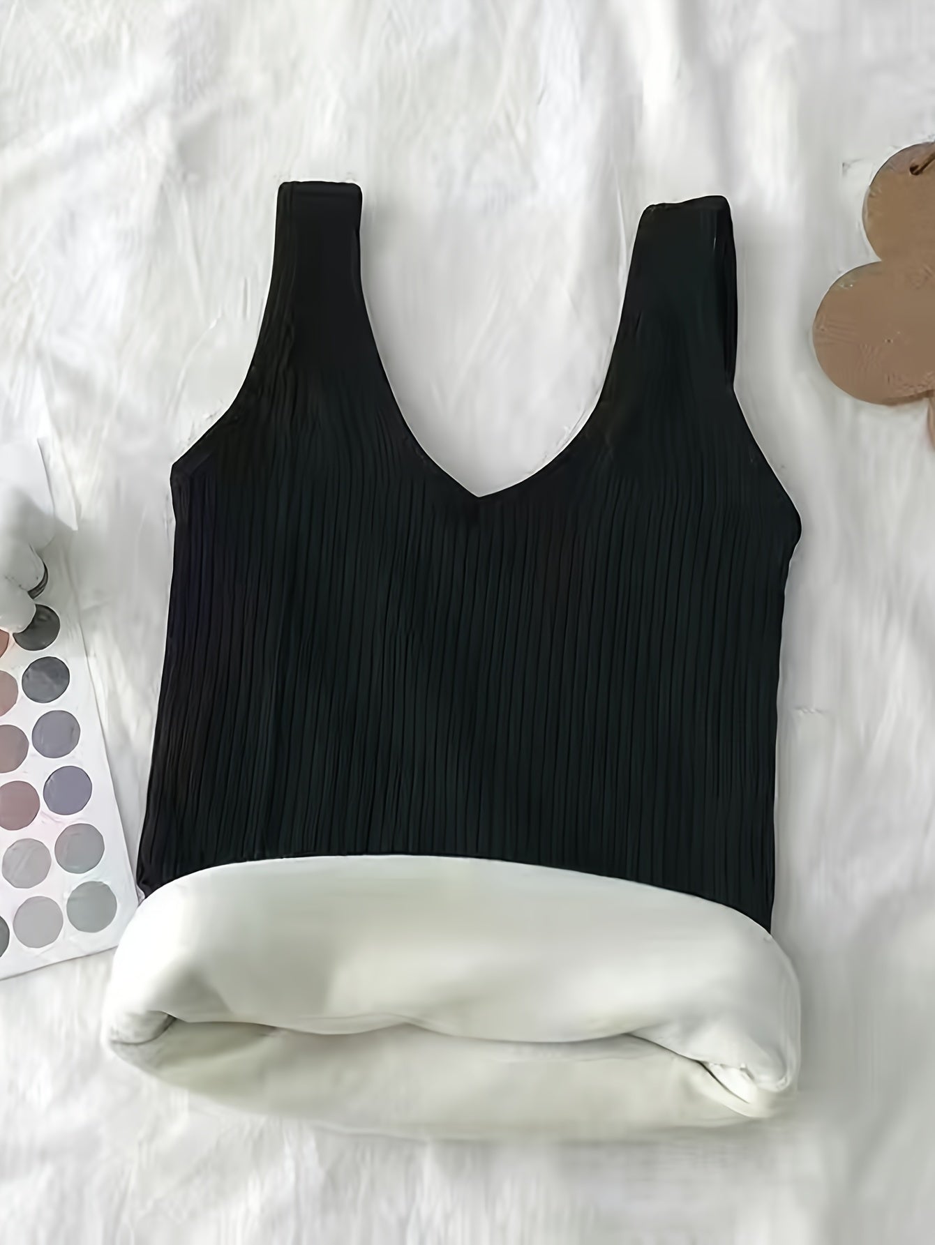 Antmvs Girls Thermal Vest Velvet Thick V-neck Sling Cold-proof Bottoming Thermal Garment For 14-20 Y
