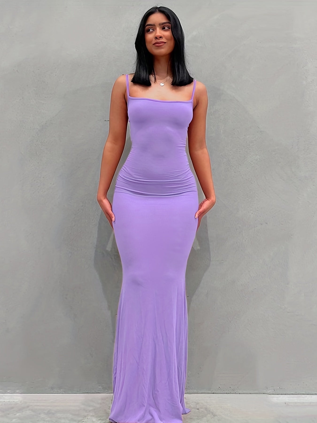 Antmvs Cami Bodycon Dresses ,Sexy Maxi Sleeveless Solid For Party Night, Women's Dresses