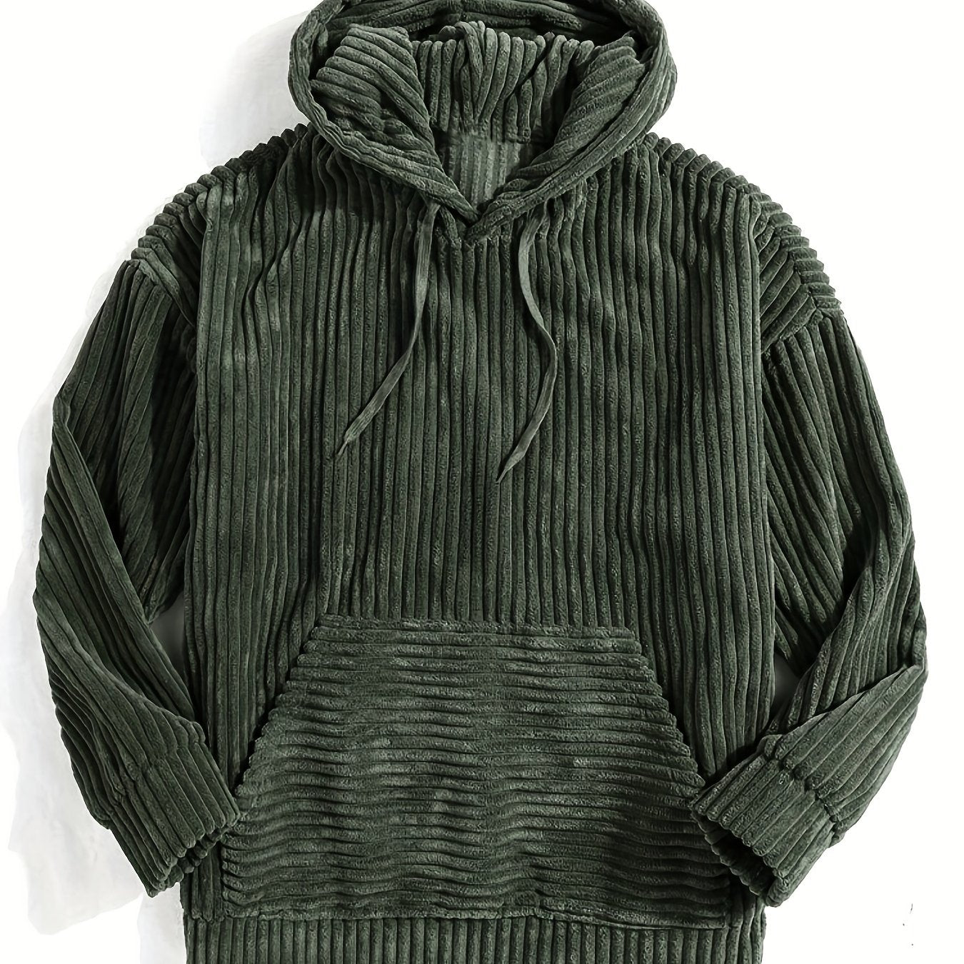 Antmvs Vintage Corduroy Hoodies For Men, Men's Casual Pullover Hooded Sweatshirt With Kangaroo Pocket Streetwear For Winter Fall, As Gifts